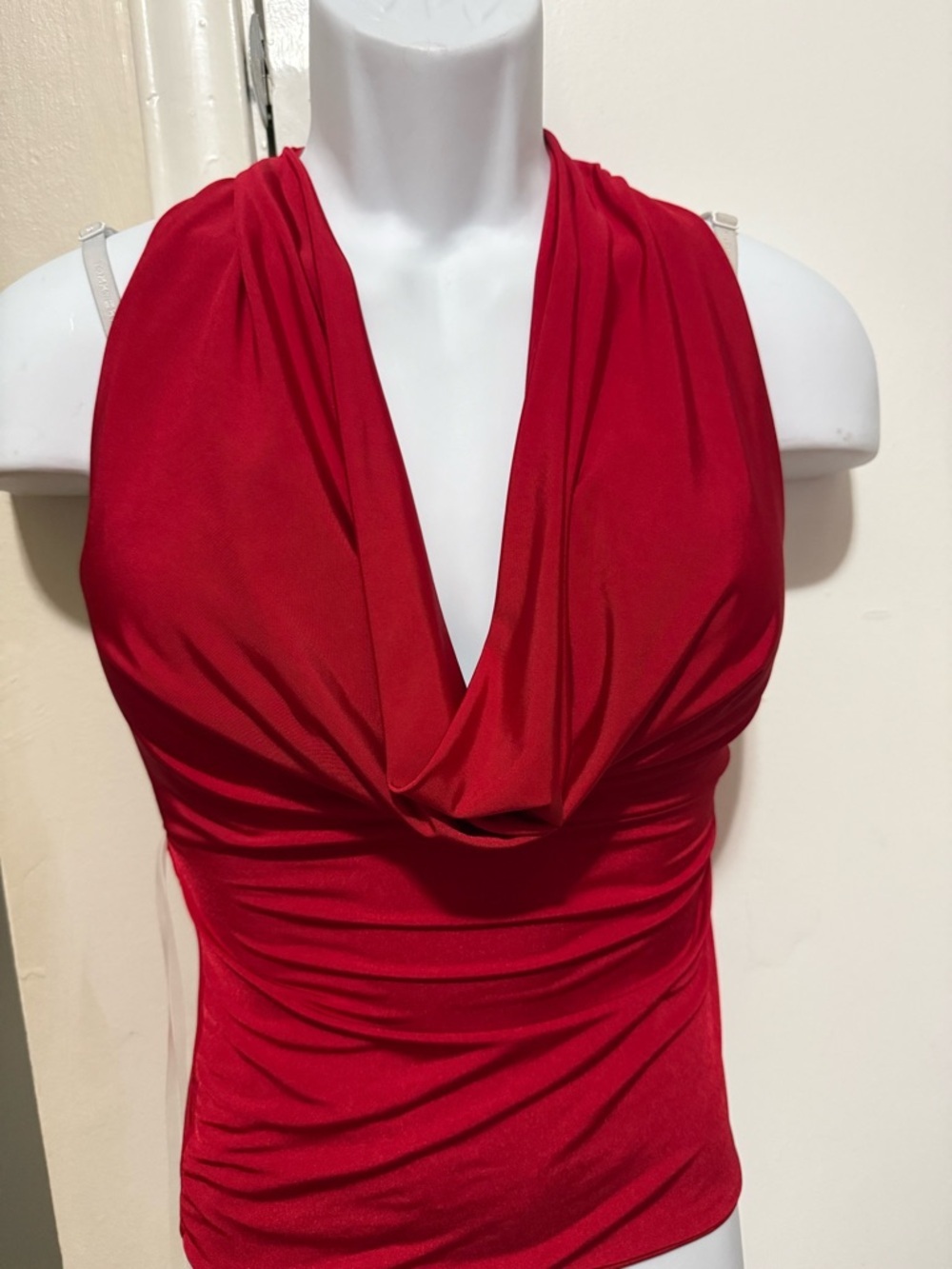 Mudd Red One-Shoulder Draped Cowl Neck Top
